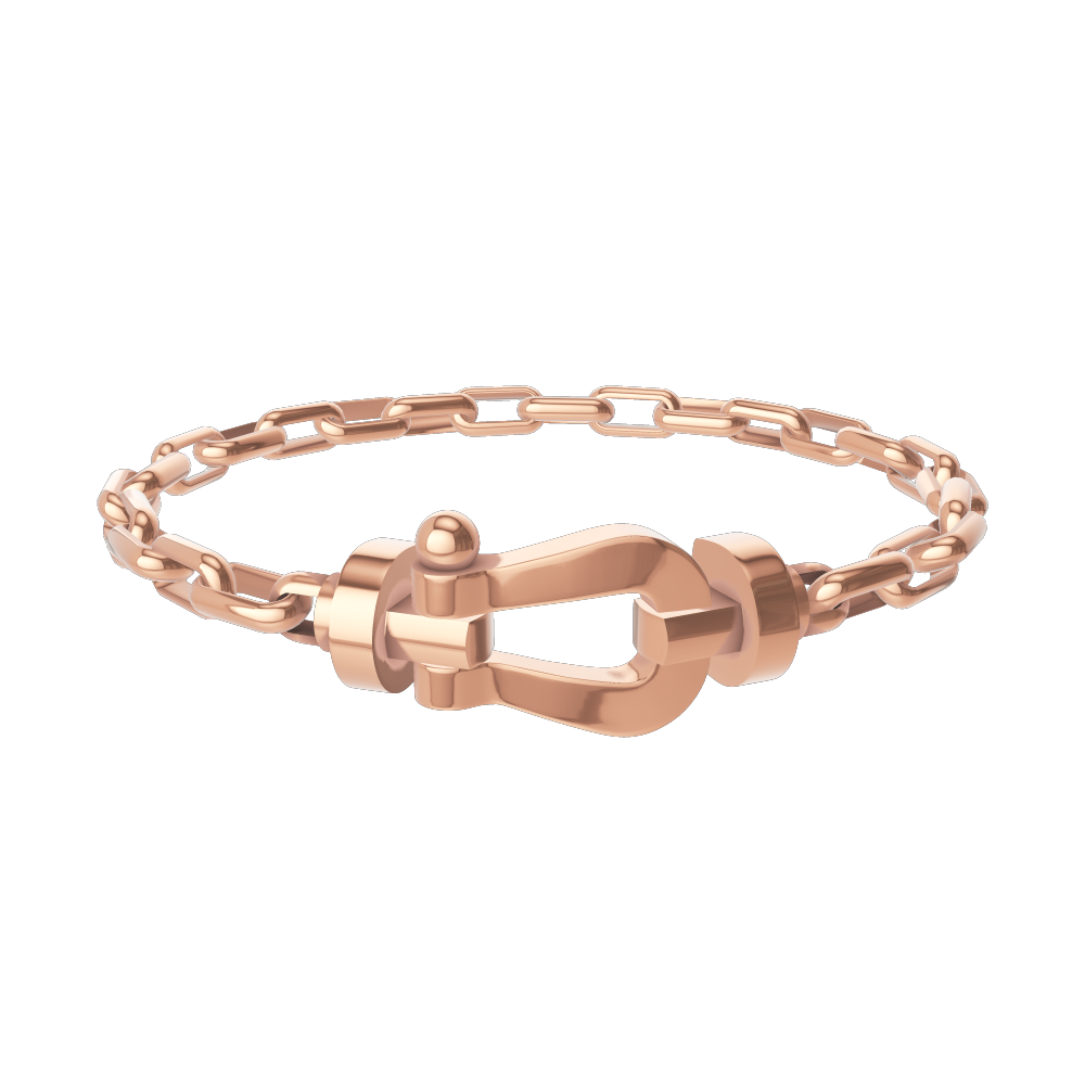 FRED FORCE 10 BRACELET Stainless steel and gold plating PINK GOLD LARGE MODEL