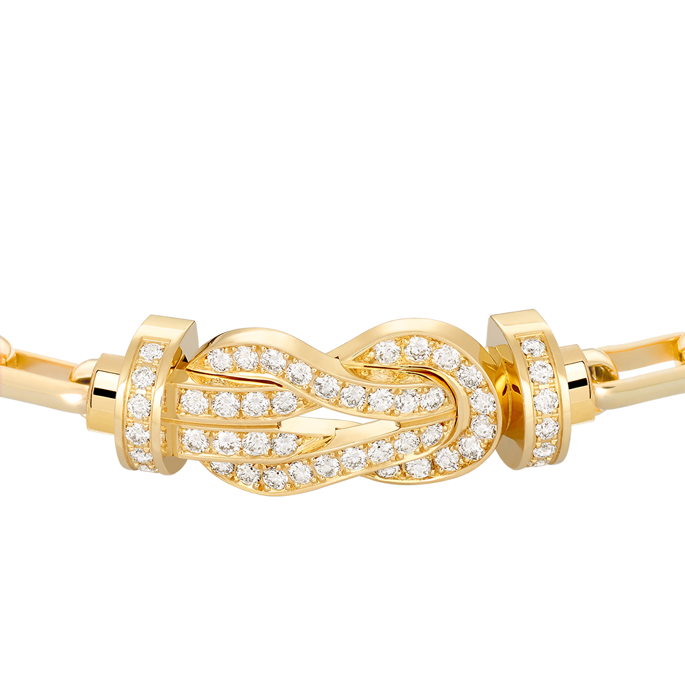 FRED CHANCE INFINIE BRACELET Stainless steel and gold plating YELLOW GOLD AND DIAMONDS LARGE MODEL