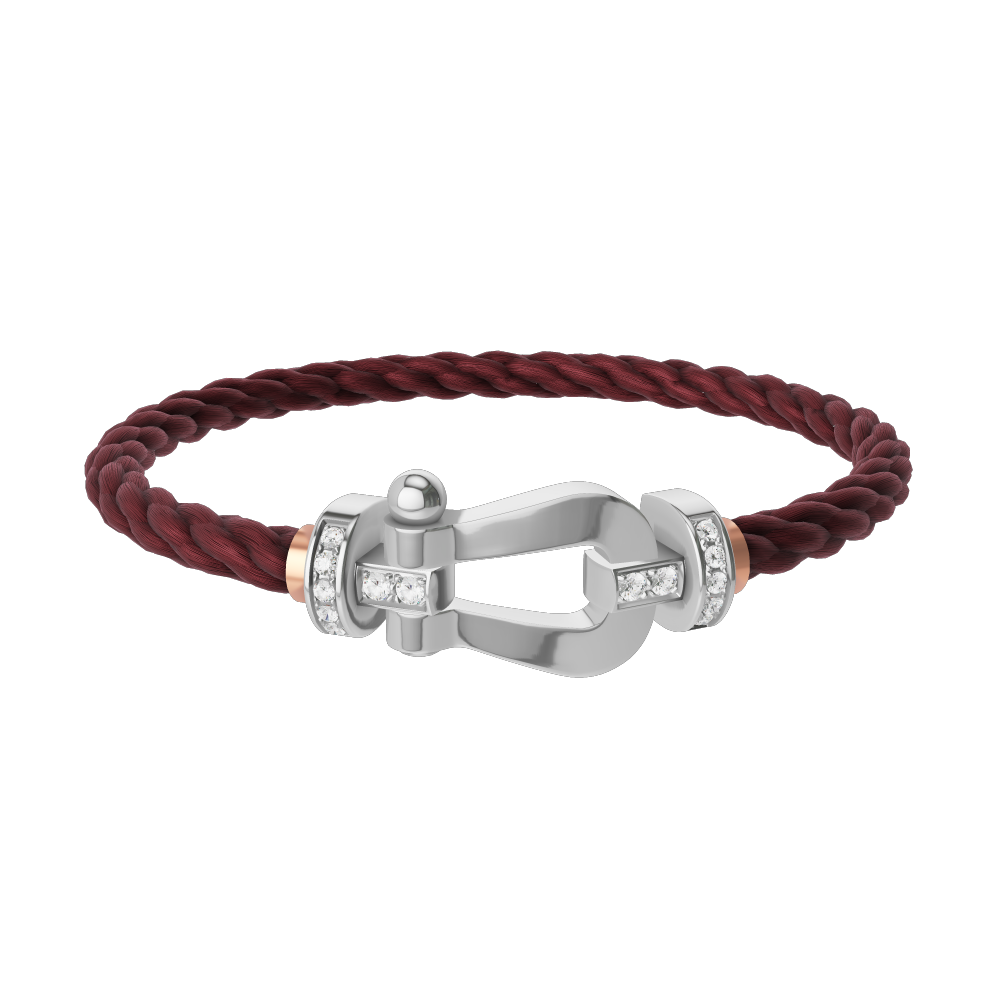 FRED FORCE 10 BRACELET Stainless steel and gold plating WHITE GOLD AND DIAMONDS LARGE MODEL