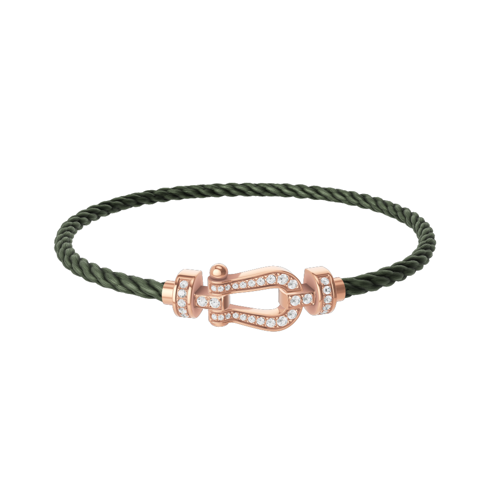 FRED FORCE 10 BRACELET Stainless steel and gold plating PINK GOLD AND DIAMONDS MEDIUM MODEL