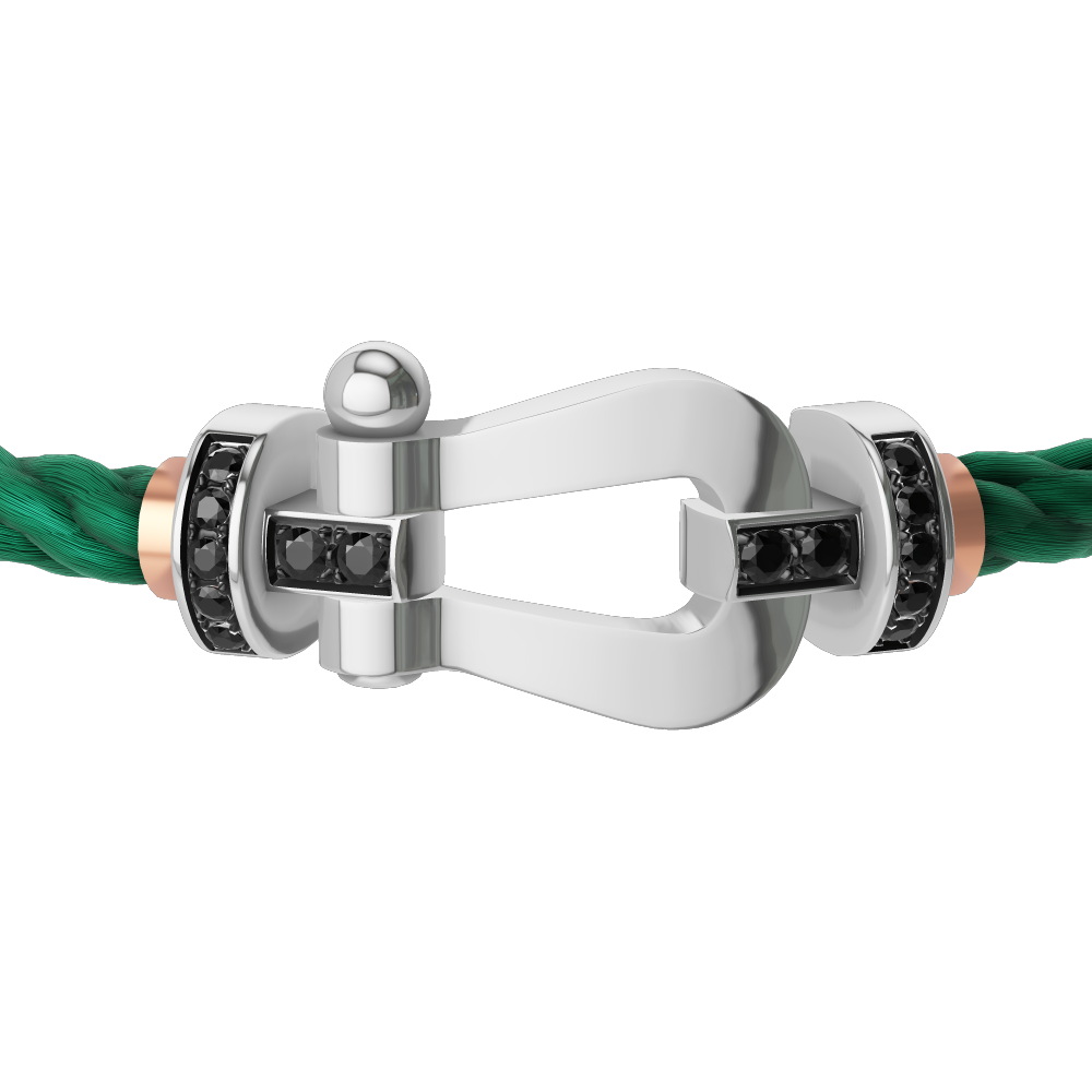 FRED FORCE 10 BRACELET Stainless steel and gold plating WHITE GOLD AND BLACK DIAMONDS LARGE MODEL