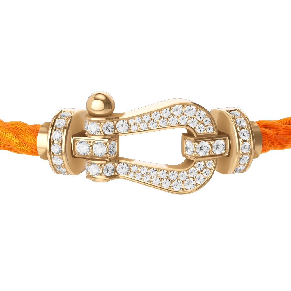 FRED FORCE 10 BRACELET Stainless steel and gold plating YELLOW GOLD AND DIAMONDS LARGE MODEL