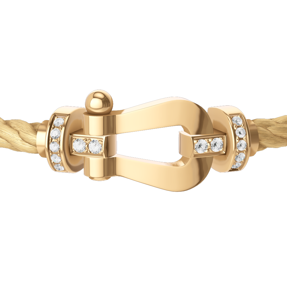 FRED Force 10 bracelet Stainless steel and gold plating yellow gold and diamonds large model