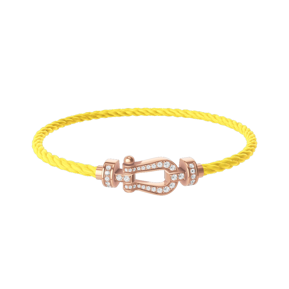 FRED FORCE 10 BRACELET Stainless steel and gold plating PINK GOLD AND DIAMONDS MEDIUM MODEL