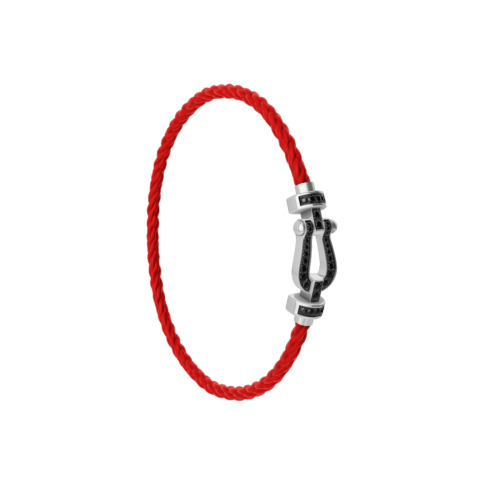 FRED FORCE 10 BRACELET Stainless steel and gold plating WHITE GOLD AND BLACK DIAMONDS MEDIUM MODEL