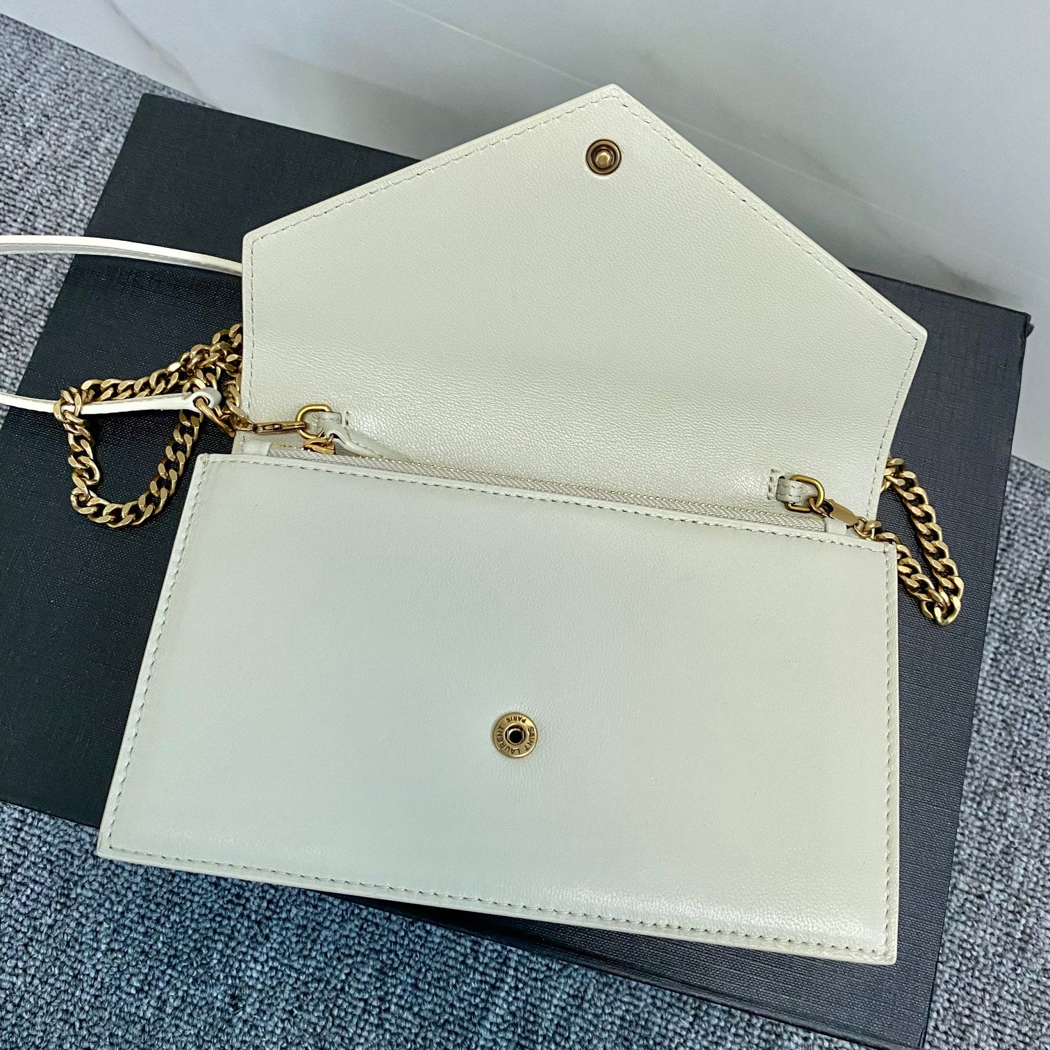 YSL Cassandre Envelope Chain Wallet In Smooth Leather