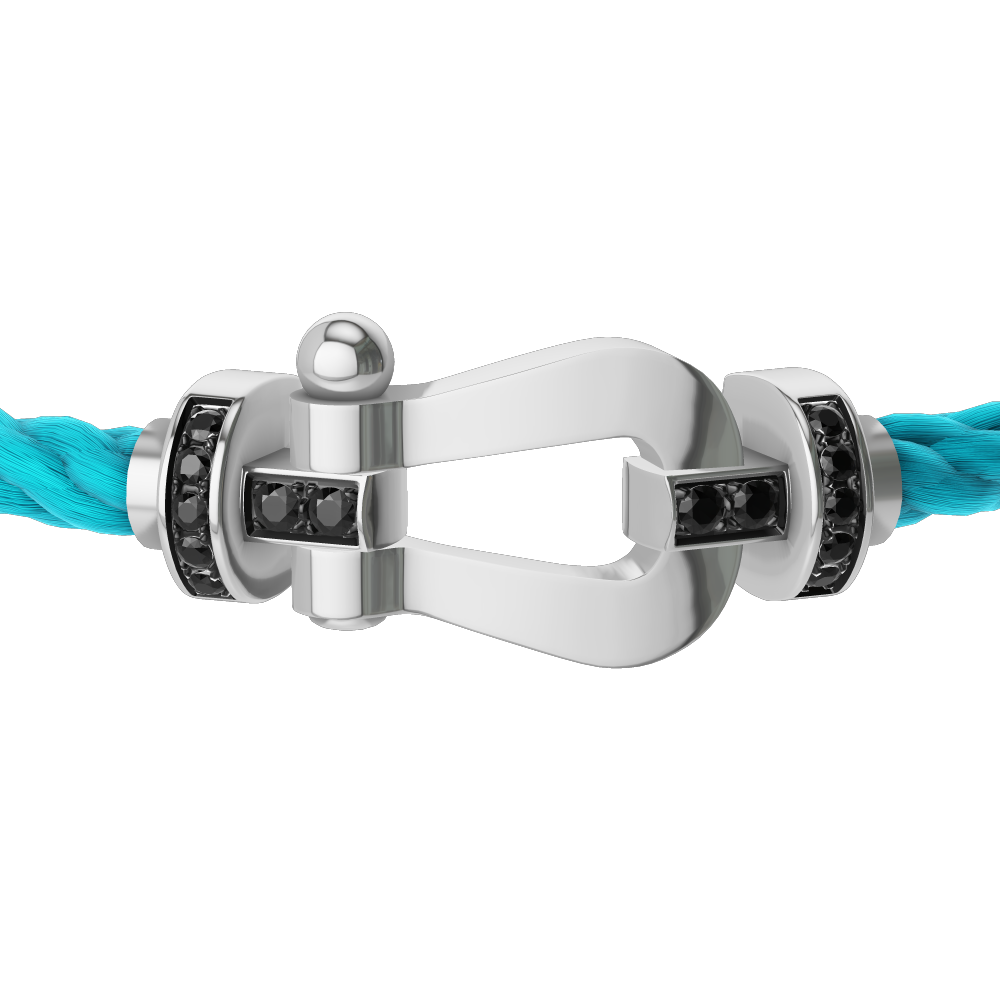 FRED FORCE 10 BRACELET Stainless steel and gold plating WHITE GOLD AND BLACK DIAMONDS LARGE MODEL