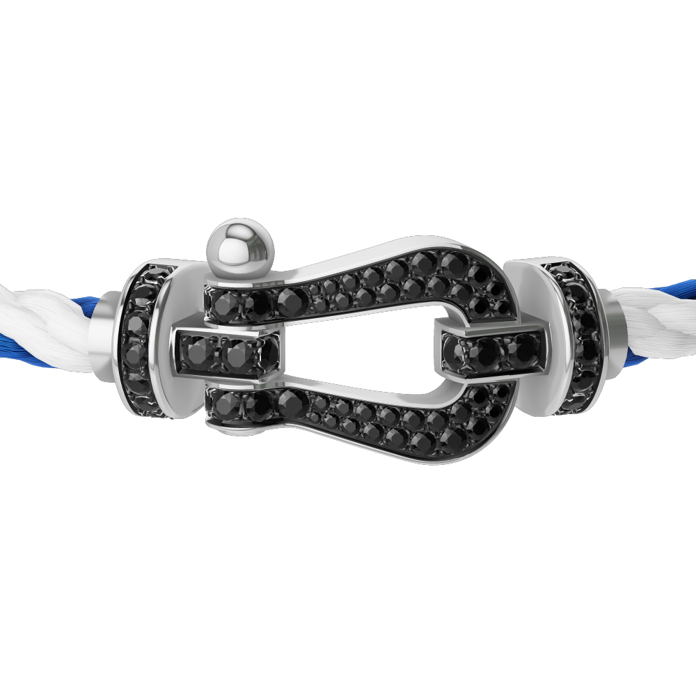 FRED FORCE 10 BRACELET Stainless steel and gold plating WHITE GOLD AND BLACK DIAMONDS LARGE MODEL