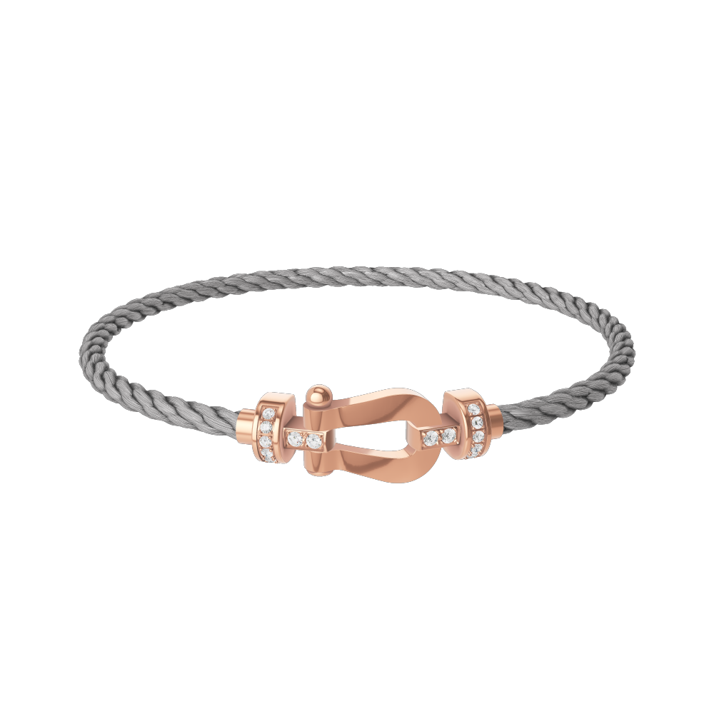 FRED FORCE 10 BRACELET Stainless steel and gold plating PINK GOLD AND DIAMONDS MEDIUM MODEL