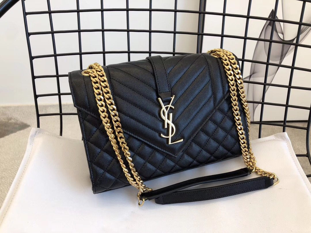 YSL ENVELOPE MEDIUM BAG IN MIX MATELASSÉ GRAIN DE POUDRE EMBOSSED LEATHER