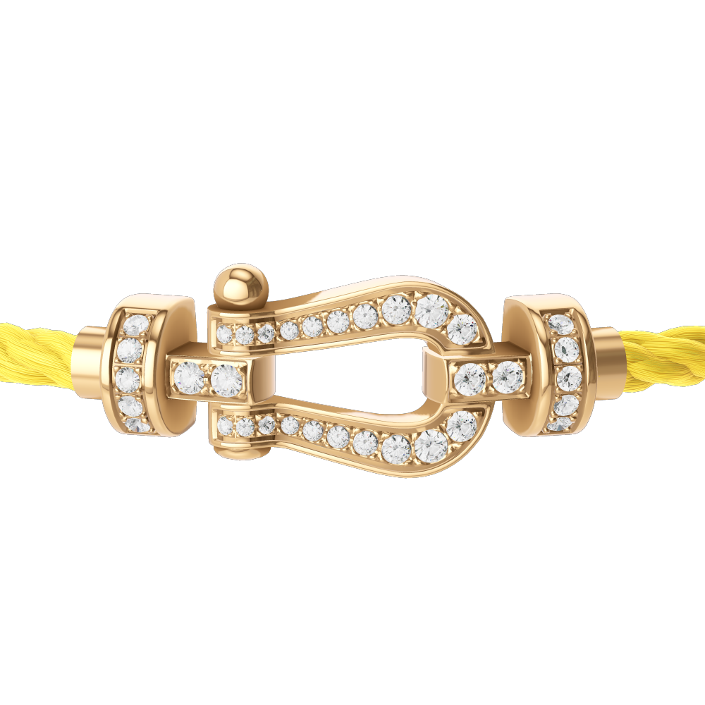 FRED FORCE 10 BRACELET Stainless steel and gold plating YELLOW GOLD AND DIAMONDS MEDIUM MODEL