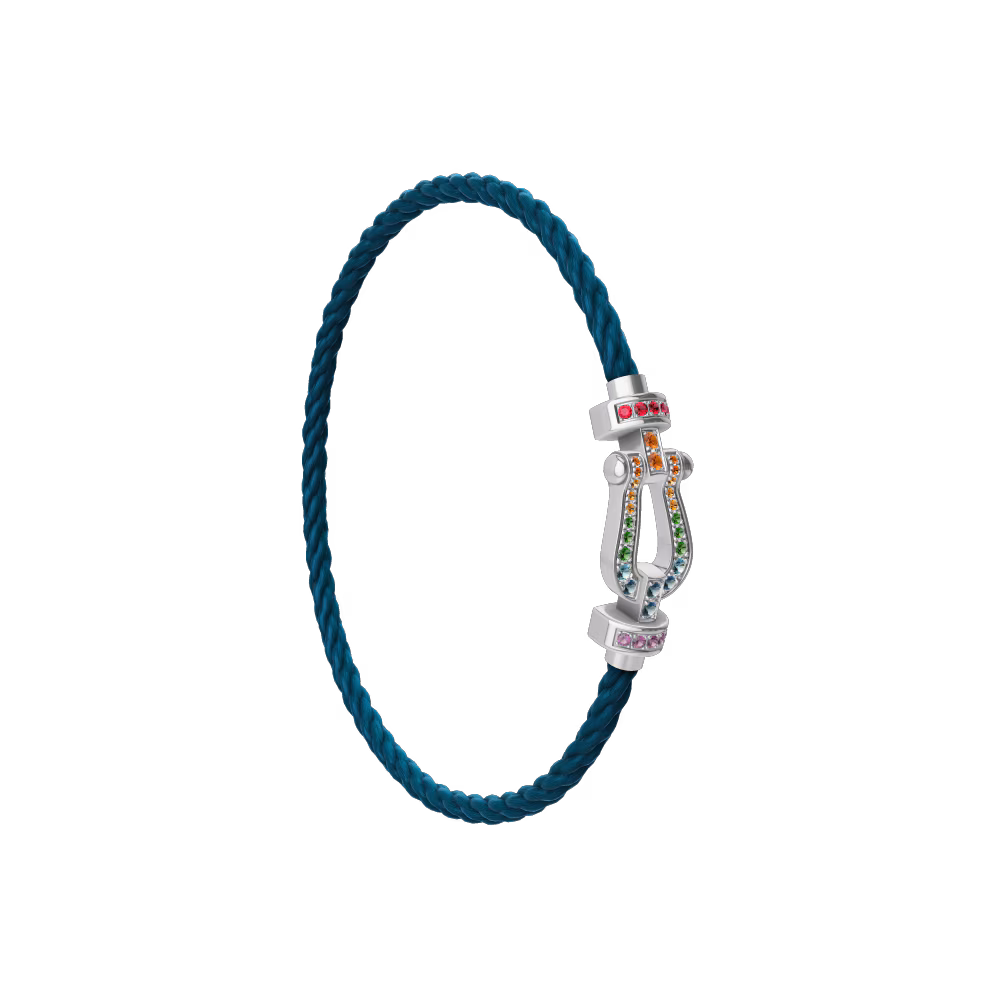 FRED Force 10 bracelet Medium model in Stainless steel and gold plating white gold and coloured stones