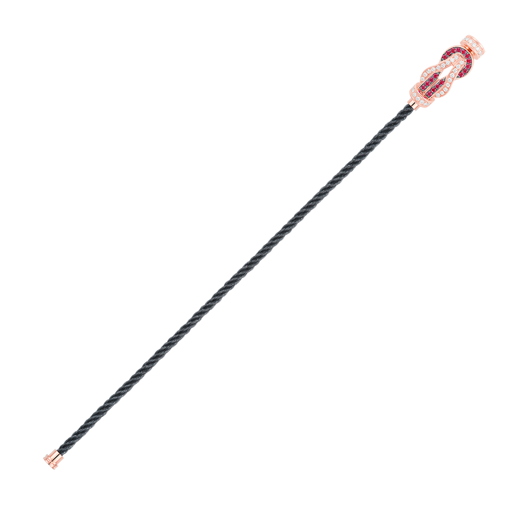 FRED CHANCE INFINIE BRACELET Stainless steel and gold plating PINK GOLD DIAMANTS AND RUBIES MEDIUM MODEL