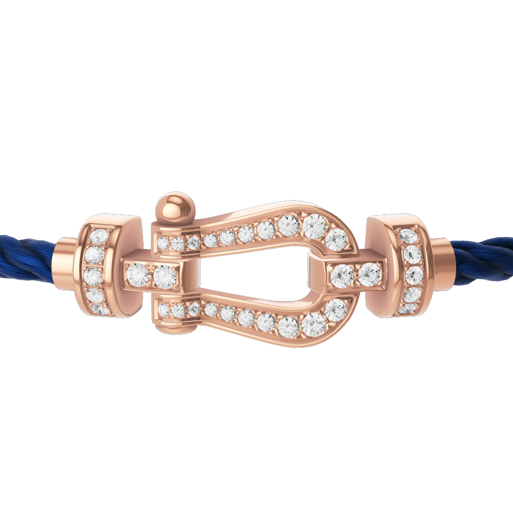 FRED FORCE 10 BRACELET Stainless steel and gold plating PINK GOLD AND DIAMONDS MEDIUM MODEL