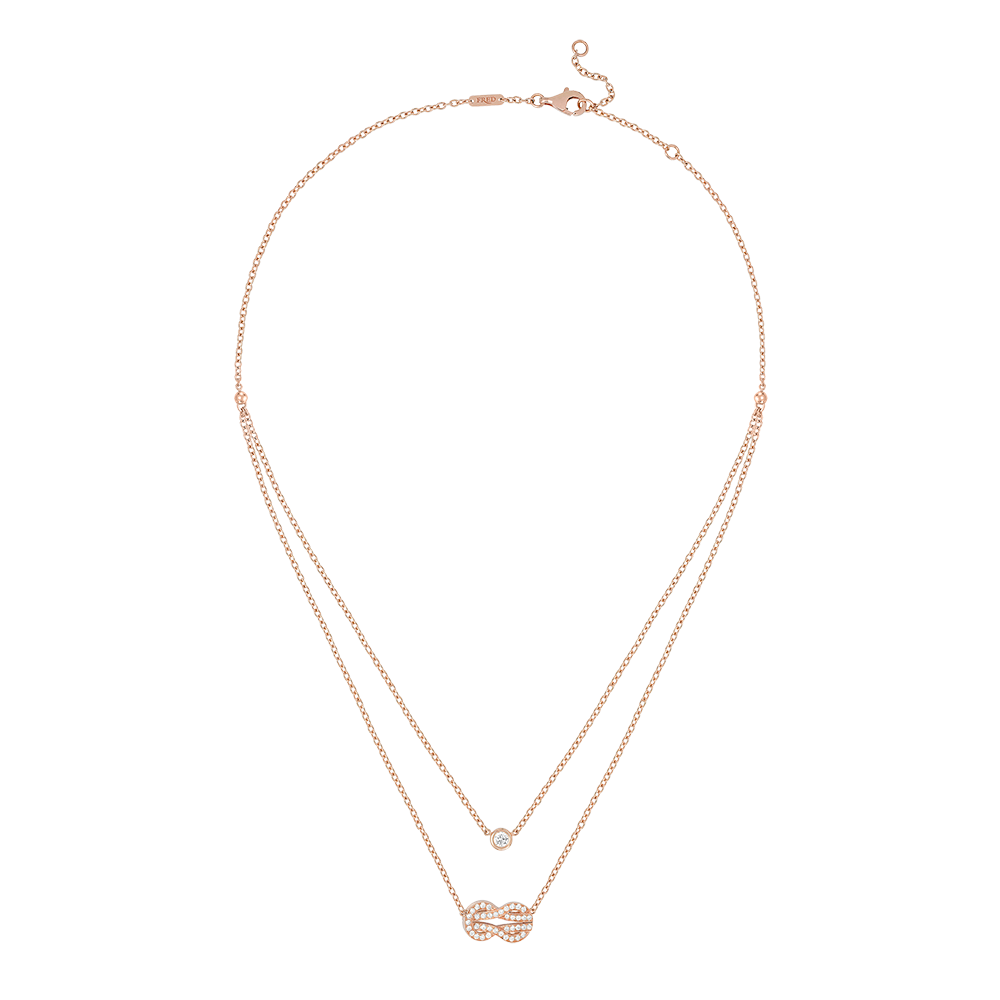 FRED CHANCE INFINIE NECKLACE Stainless steel and gold plating PINK GOLD AND DIAMONDS MEDIUM MODEL