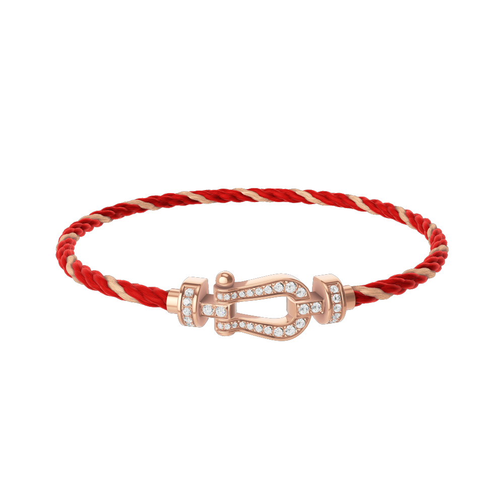 FRED FORCE 10 BRACELET Stainless steel and gold plating PINK GOLD AND DIAMONDS MEDIUM MODEL