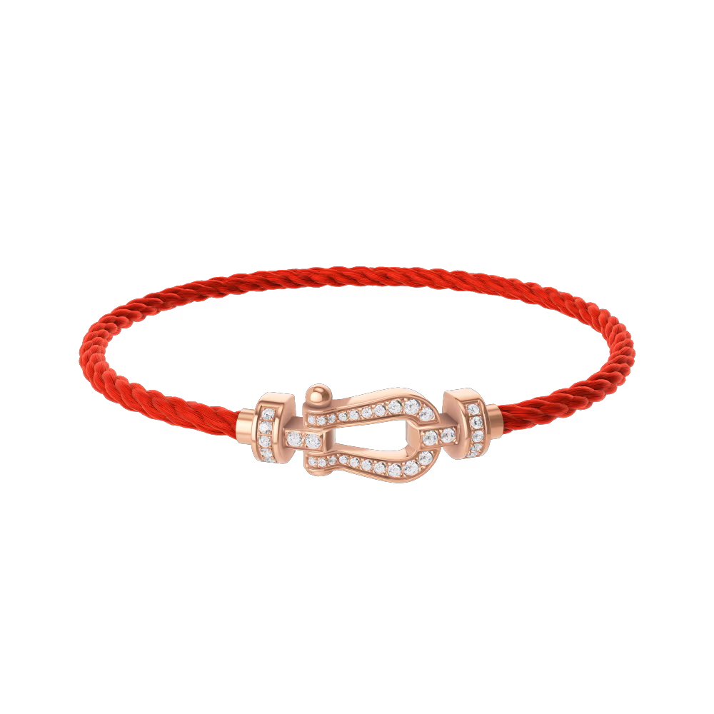FRED FORCE 10 BRACELET Stainless steel and gold plating PINK GOLD AND DIAMONDS MEDIUM MODEL