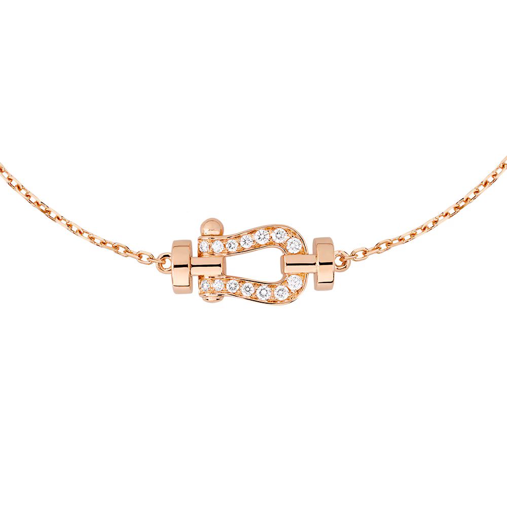 FRED FORCE 10 BRACELET SMALL MODEL IN Stainless steel and gold plating PINK GOLD AND DIAMONDS