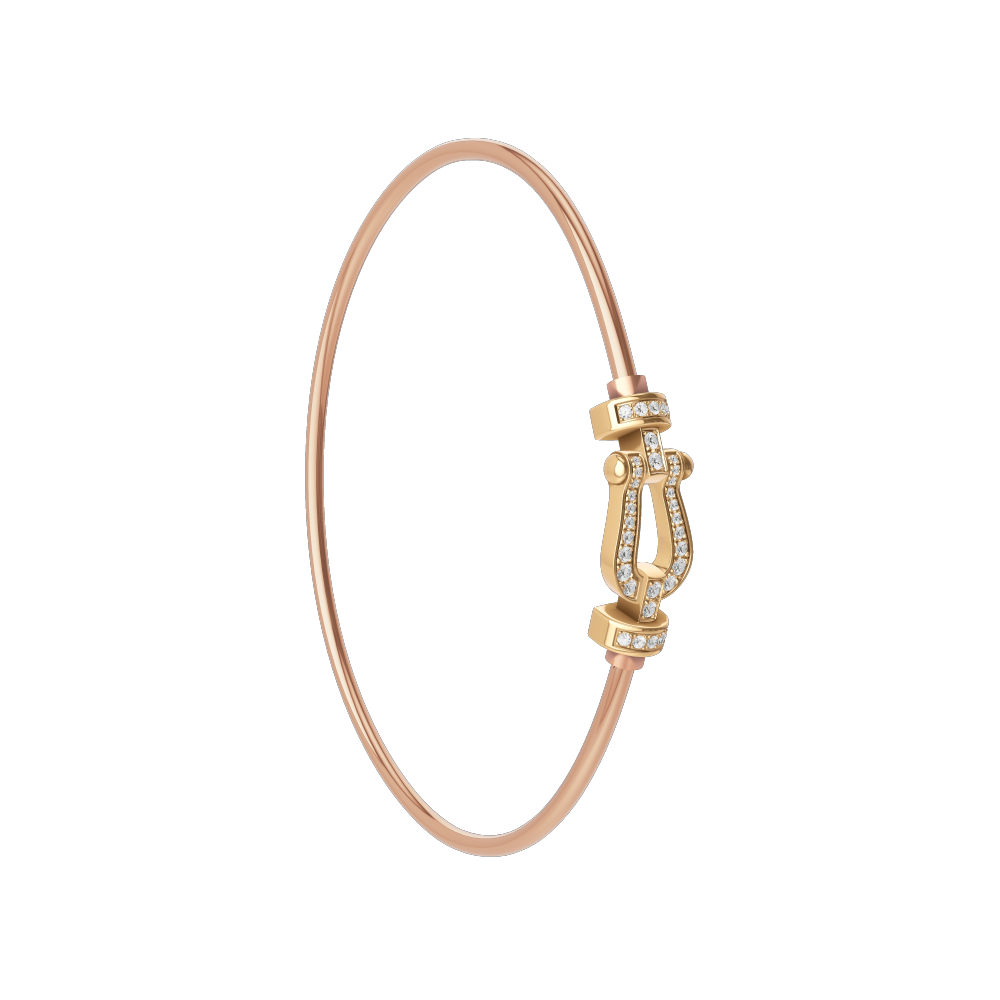 FRED FORCE 10 BRACELET Stainless steel and gold plating YELLOW GOLD AND DIAMONDS MEDIUM MODEL