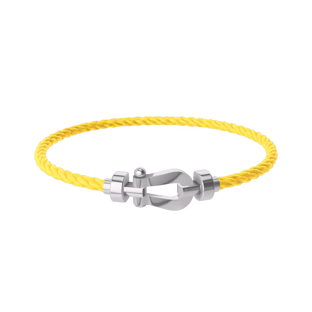FRED FORCE 10 BRACELET Stainless steel and gold plating WHITE GOLD MEDIUM MODEL
