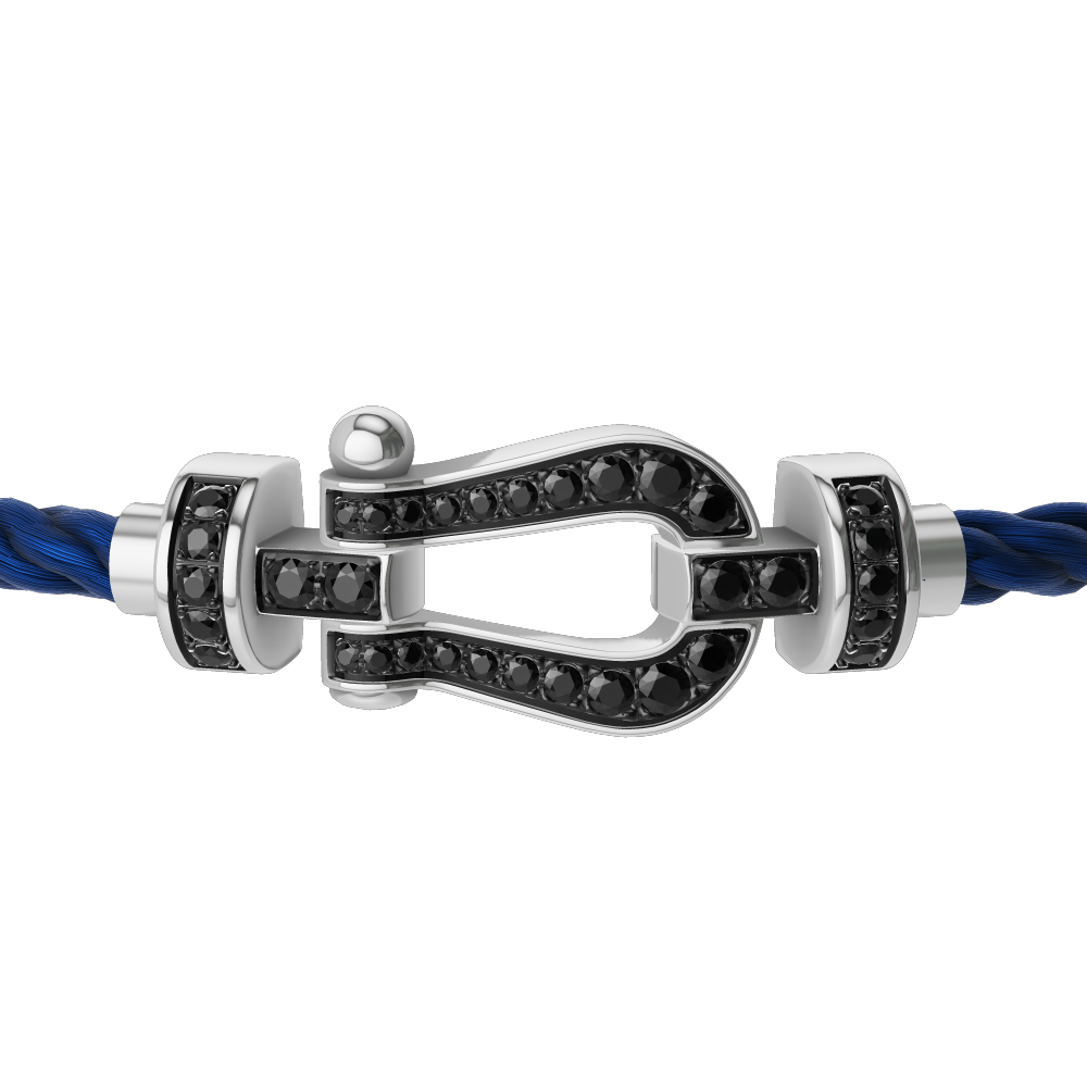 FRED Force 10 bracelet Stainless steel and gold plating white gold and black diamonds medium model