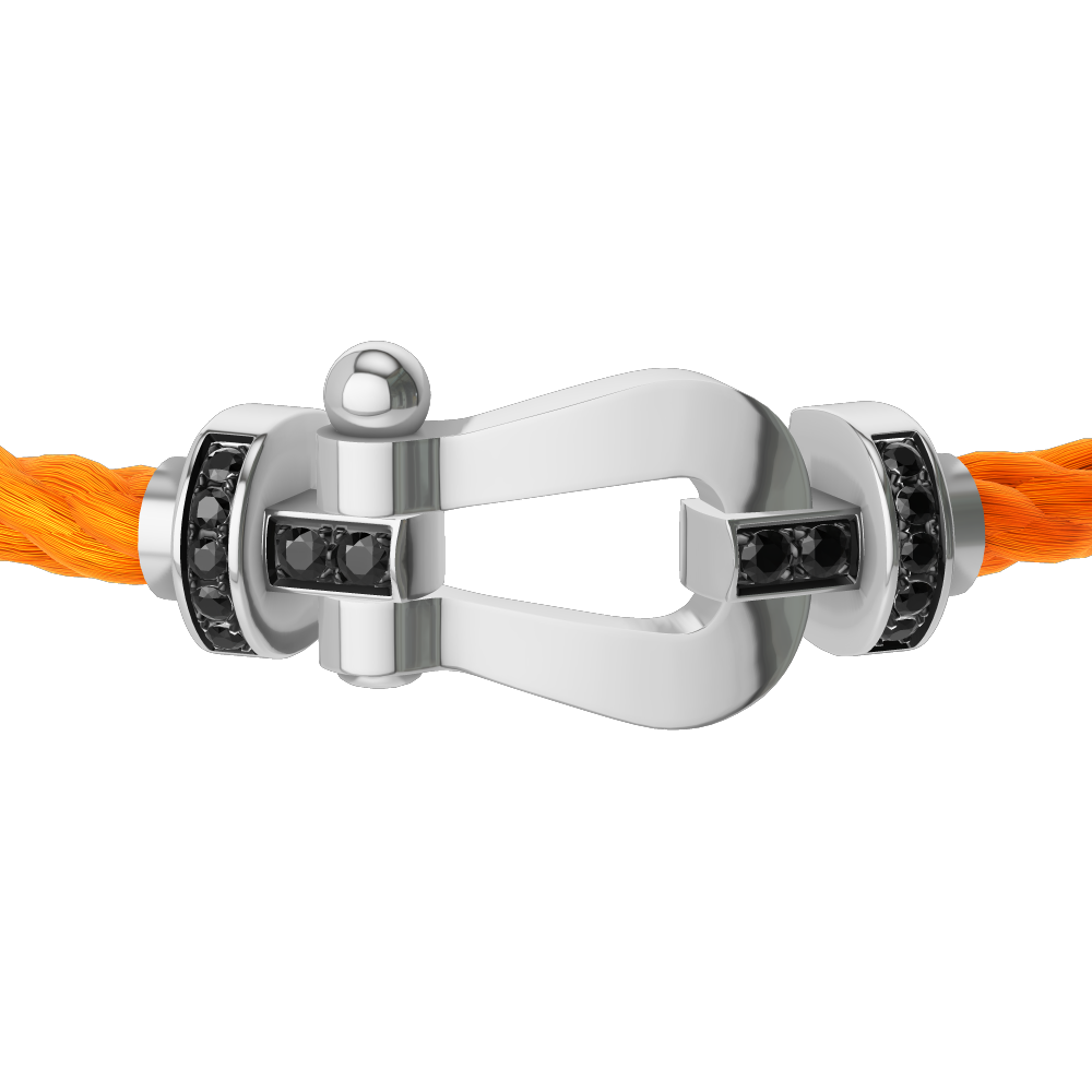 FRED FORCE 10 BRACELET Stainless steel and gold plating WHITE GOLD AND BLACK DIAMONDS LARGE MODEL