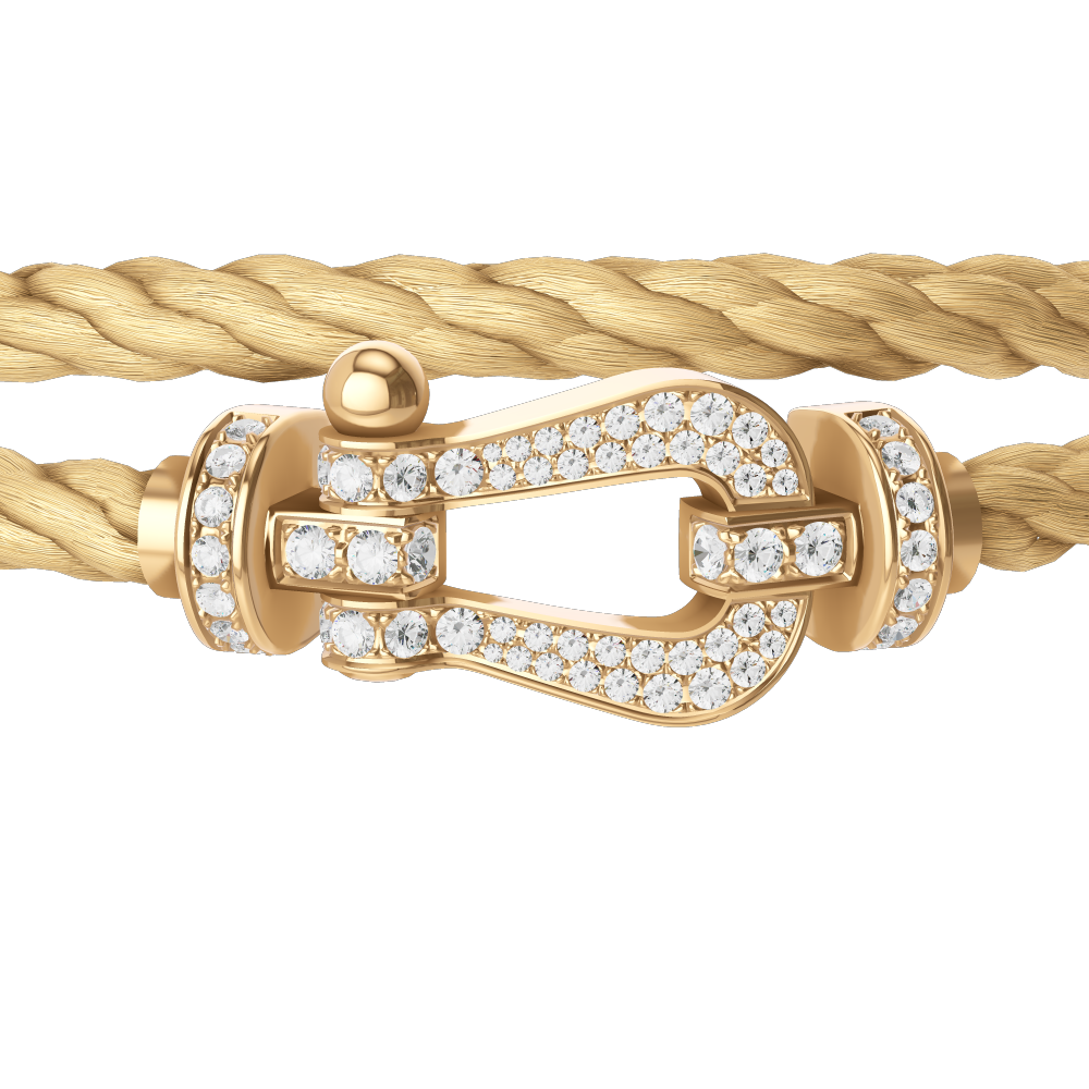 FRED FORCE 10 BRACELET Stainless steel and gold plating YELLOW GOLD AND DIAMONDS LARGE MODEL