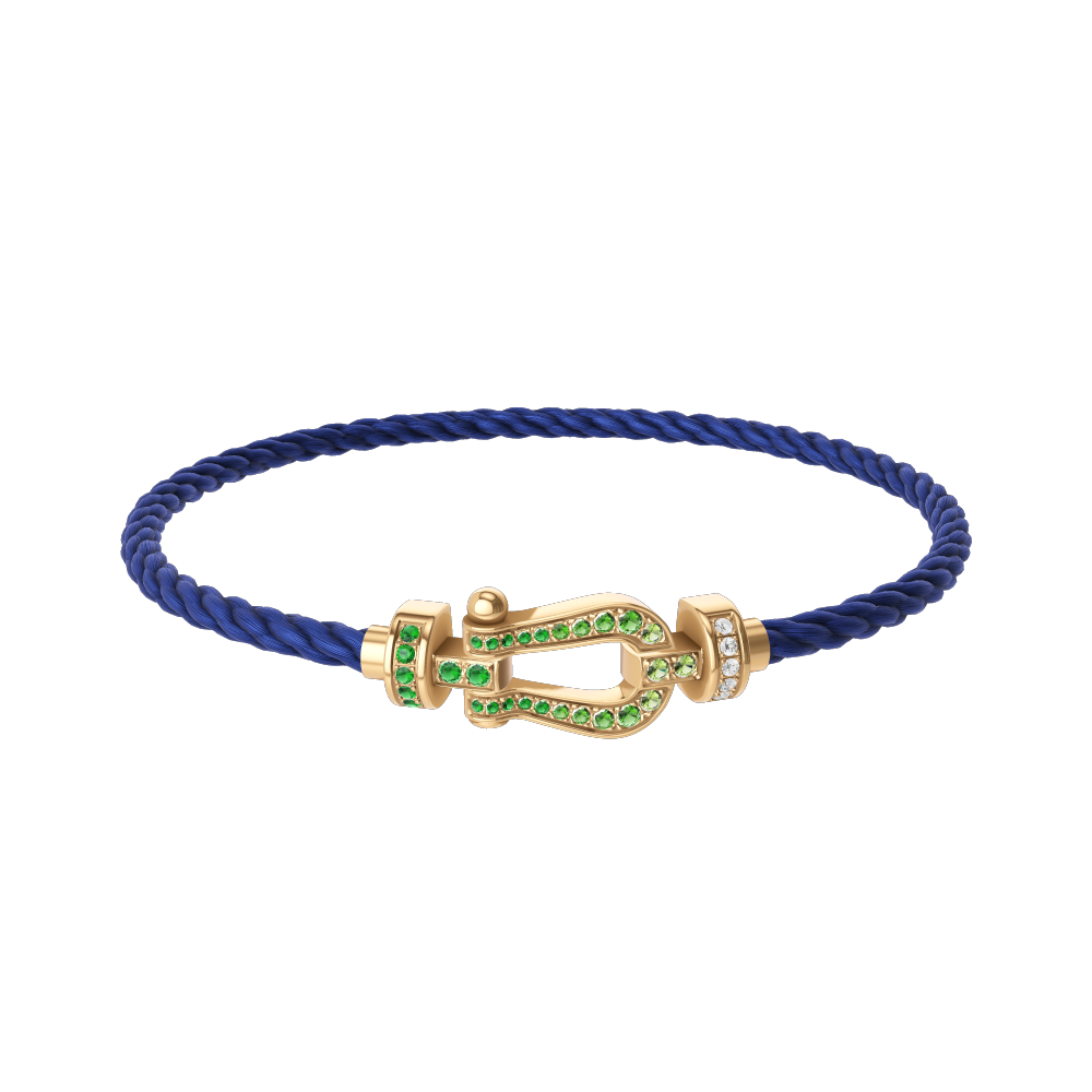 FRED FORCE 10 BRACELET Stainless steel and gold plating YELLOW GOLD AND COLORED STONES MEDIUM MODEL