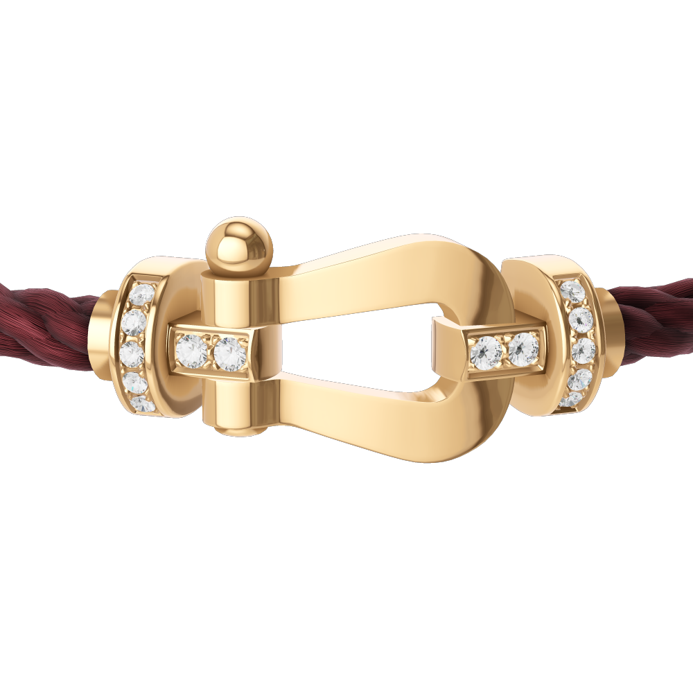 FRED FORCE 10 BRACELET Stainless steel and gold plating YELLOW GOLD AND DIAMONDS LARGE MODEL