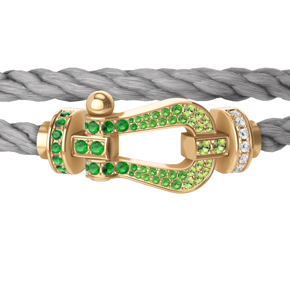 FRED FORCE 10 BRACELET Stainless steel and gold plating YELLOW GOLD AND COLORED STONES LARGE MODEL