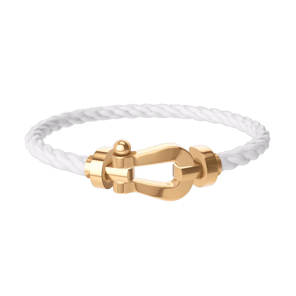 FRED FORCE 10 BRACELET Stainless steel and gold plating YELLOW GOLD LARGE MODEL