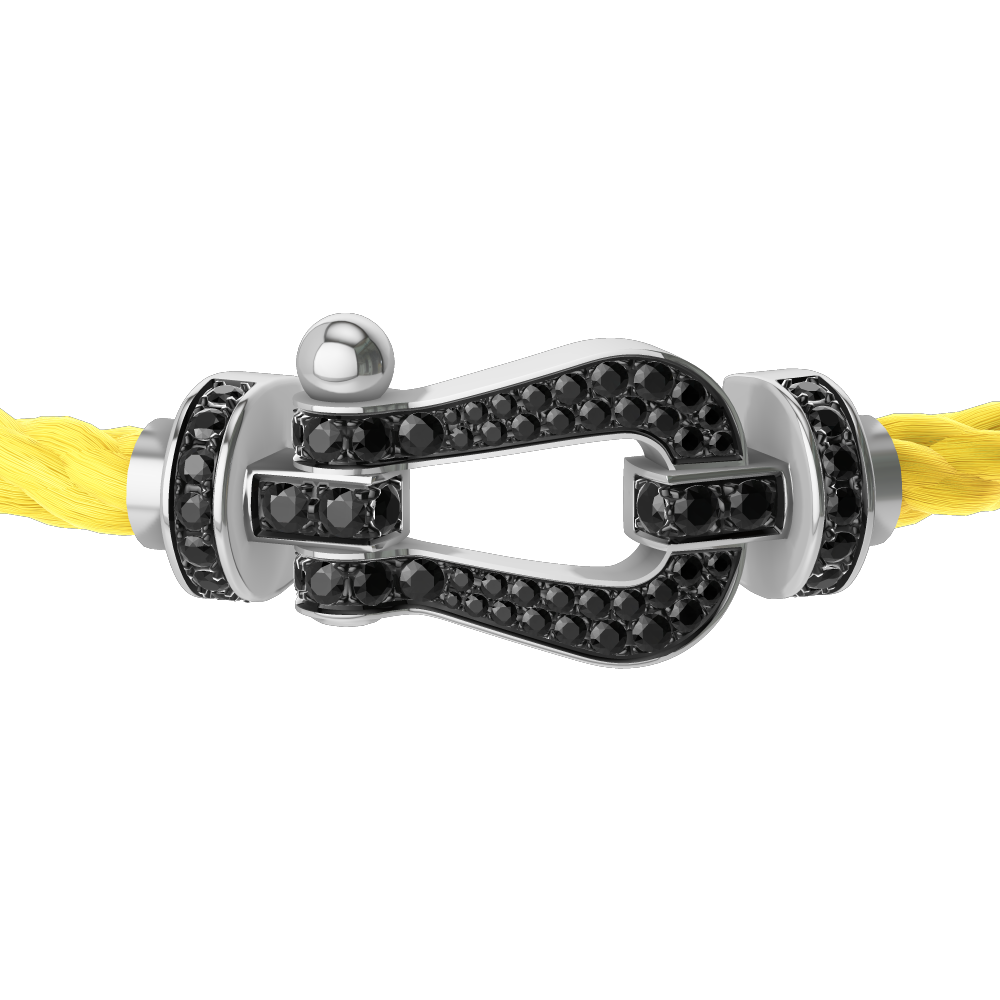 FRED FORCE 10 BRACELET Stainless steel and gold plating WHITE GOLD AND BLACK DIAMONDS LARGE MODEL