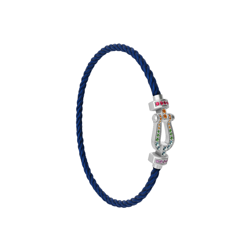 FRED FORCE 10 BRACELET MEDIUM MODEL IN Stainless steel and gold plating WHITE GOLD AND COLOURED STONES