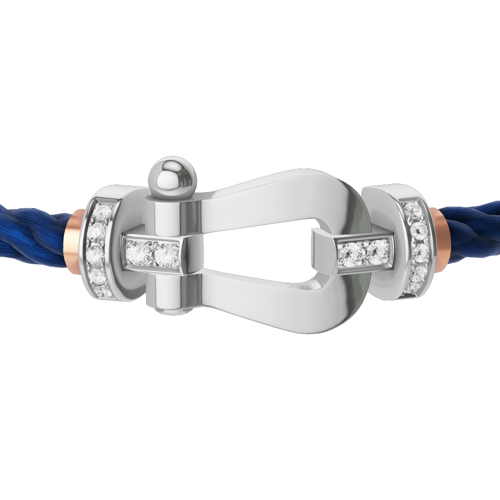 FRED FORCE 10 BRACELET Stainless steel and gold plating WHITE GOLD AND DIAMONDS LARGE MODEL