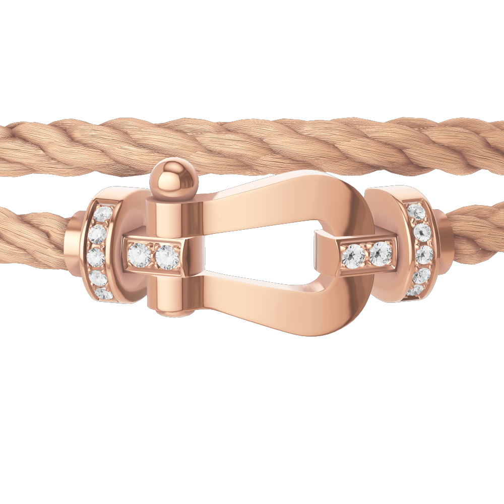 FRED FORCE 10 BRACELET Stainless steel and gold plating PINK GOLD AND DIAMONDS LARGE MODEL