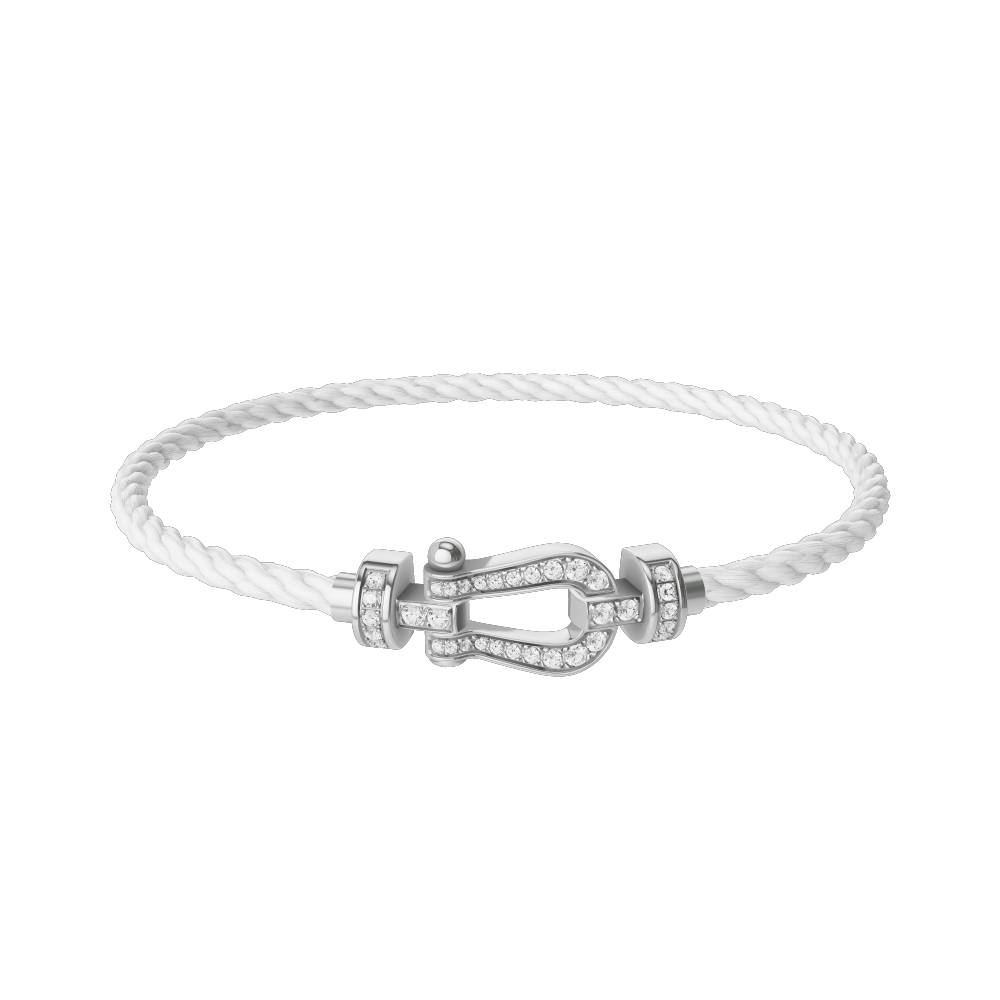 FRED FORCE 10 BRACELET Stainless steel and gold plating WHITE GOLD AND DIAMONDS MEDIUM MODEL