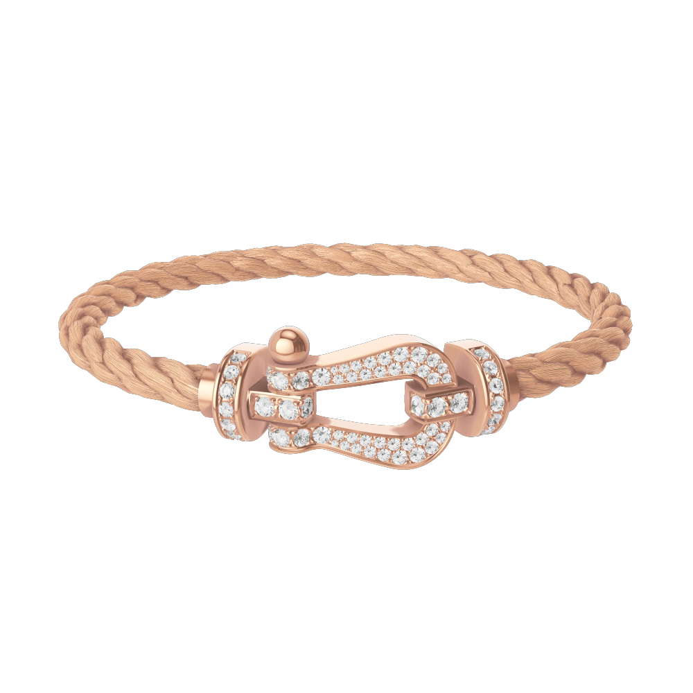 FRED FORCE 10 BRACELET Stainless steel and gold plating PINK GOLD AND DIAMONDS LARGE MODEL
