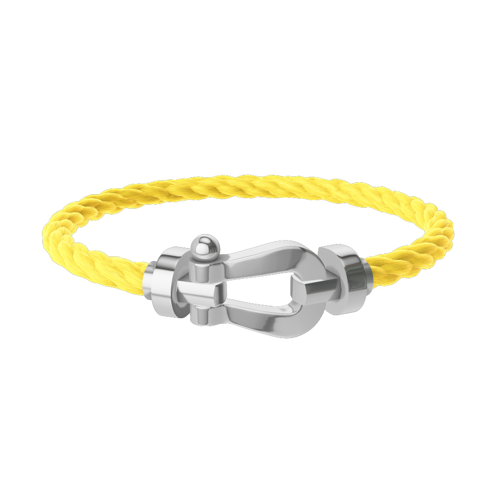 FRED FORCE 10 BRACELET Stainless steel and gold plating WHITE GOLD LARGE MODEL