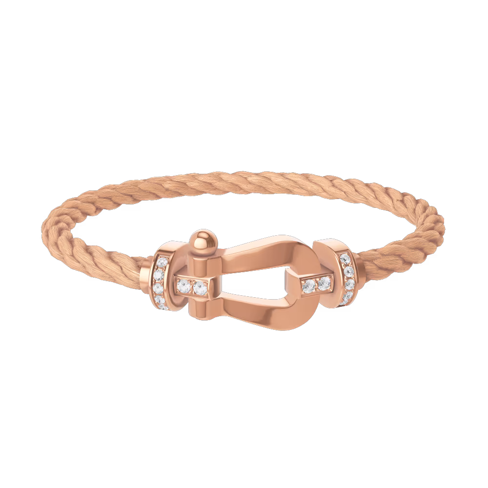 FRED FORCE 10 BRACELET Stainless steel and gold plating PINK GOLD AND DIAMONDS LARGE MODEL