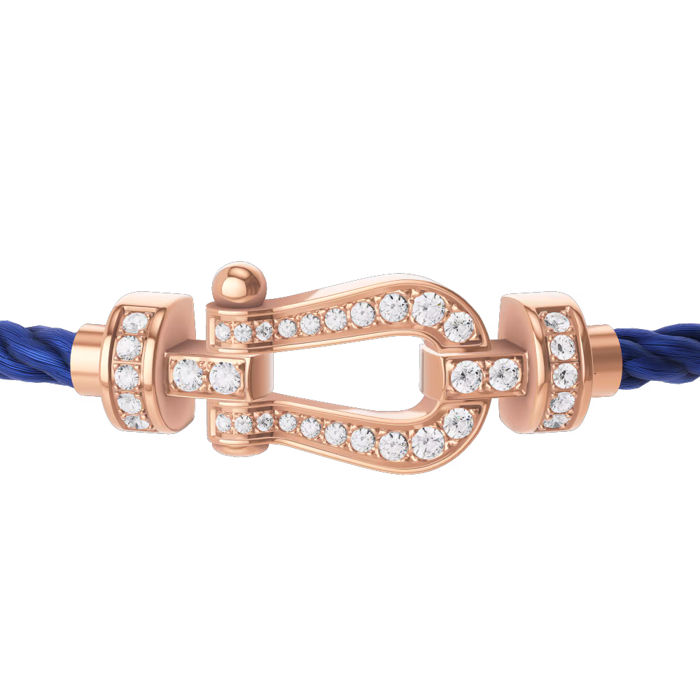 FRED FORCE 10 BRACELET Stainless steel and gold plating PINK GOLD AND DIAMONDS MEDIUM MODEL