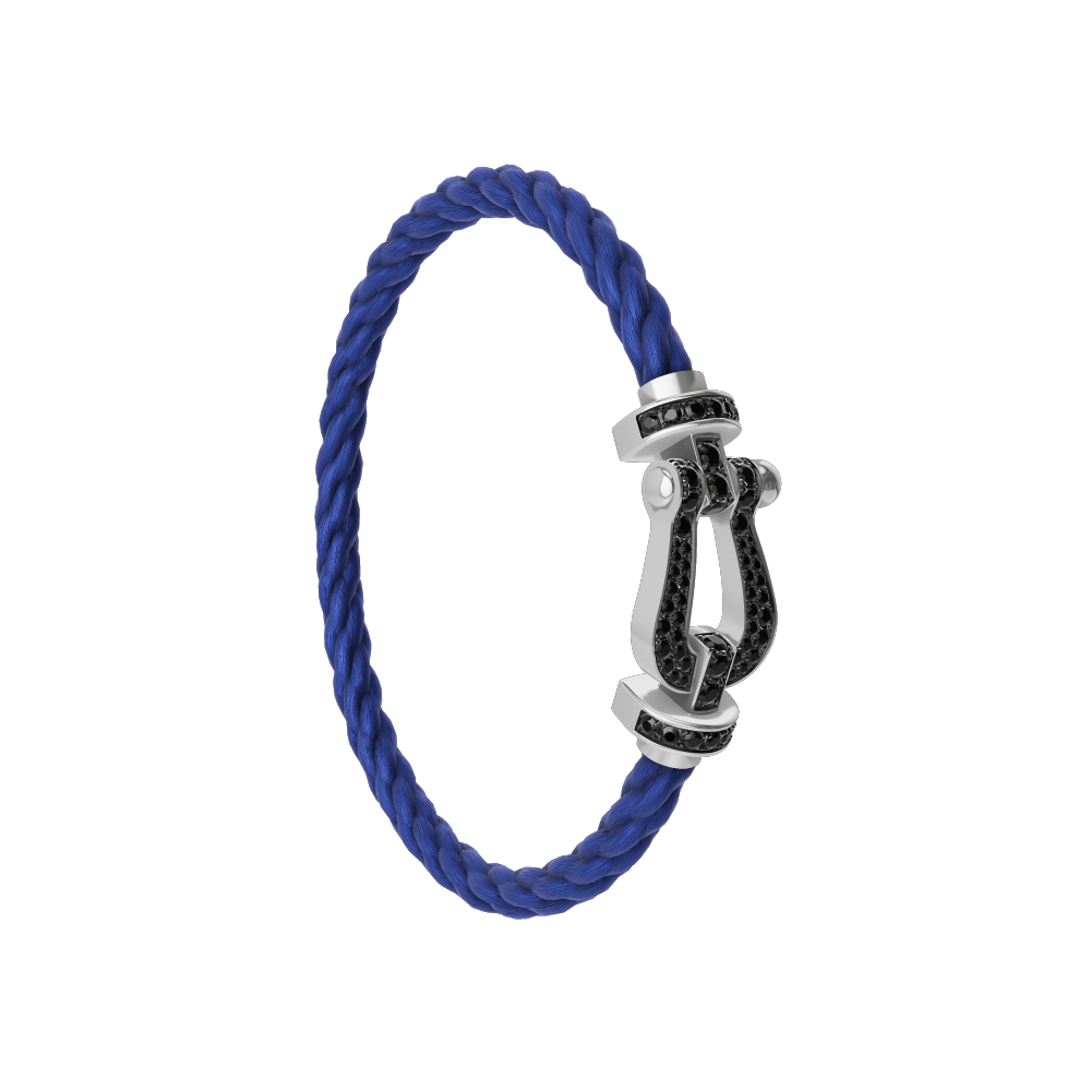 FRED FORCE 10 BRACELET Stainless steel and gold plating WHITE GOLD AND BLACK DIAMONDS LARGE MODEL