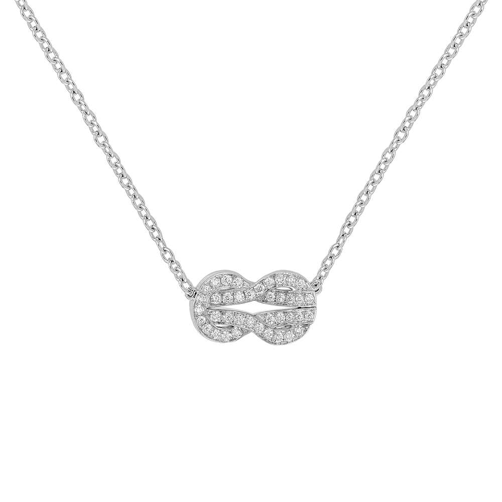 FRED CHANCE INFINIE NECKLACE Stainless steel and gold plating WHITE GOLD AND DIAMONDS MEDIUM MODEL