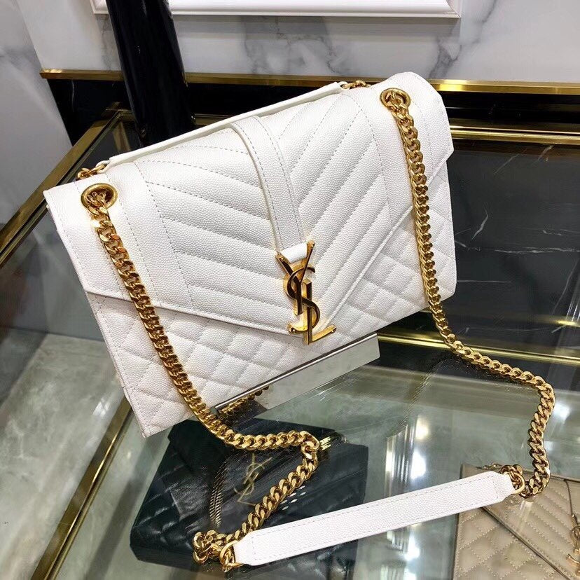 YSL ENVELOPE MEDIUM BAG IN MIX MATELASSÉ GRAIN DE POUDRE EMBOSSED LEATHER