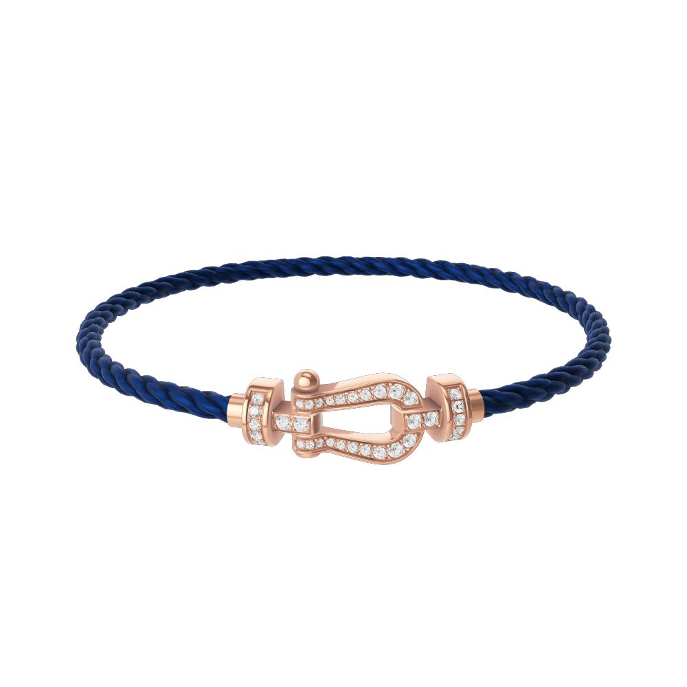 FRED FORCE 10 BRACELET Stainless steel and gold plating PINK GOLD AND DIAMONDS MEDIUM MODEL