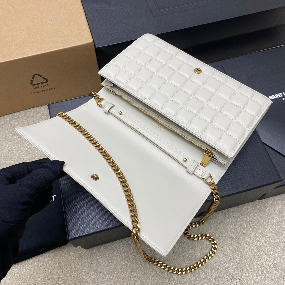 YSL Cassandre Matelassé Carré Chain Wallet IN Lambskin