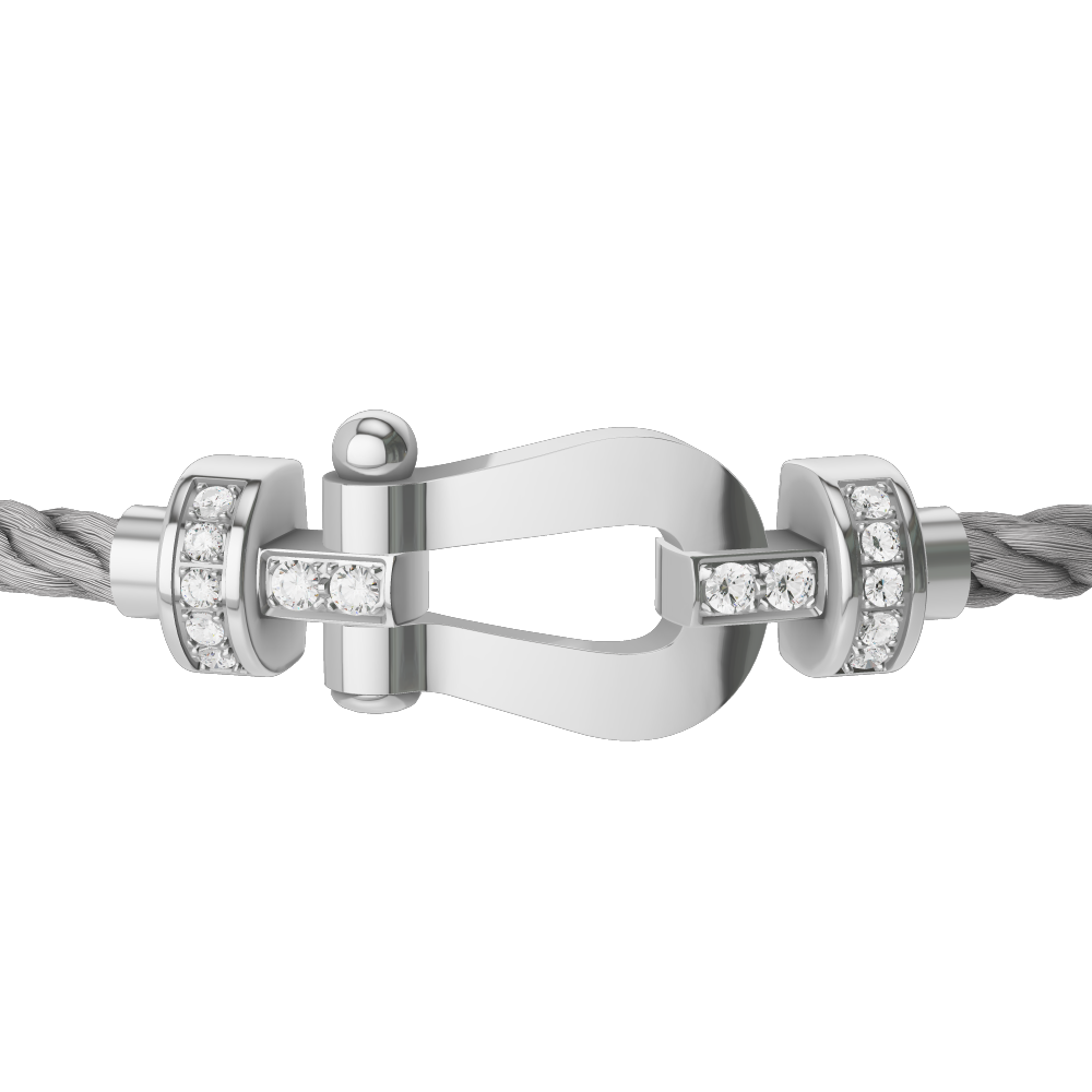 FRED FORCE 10 BRACELET Stainless steel and gold plating WHITE GOLD AND DIAMONDS MEDIUM MODEL