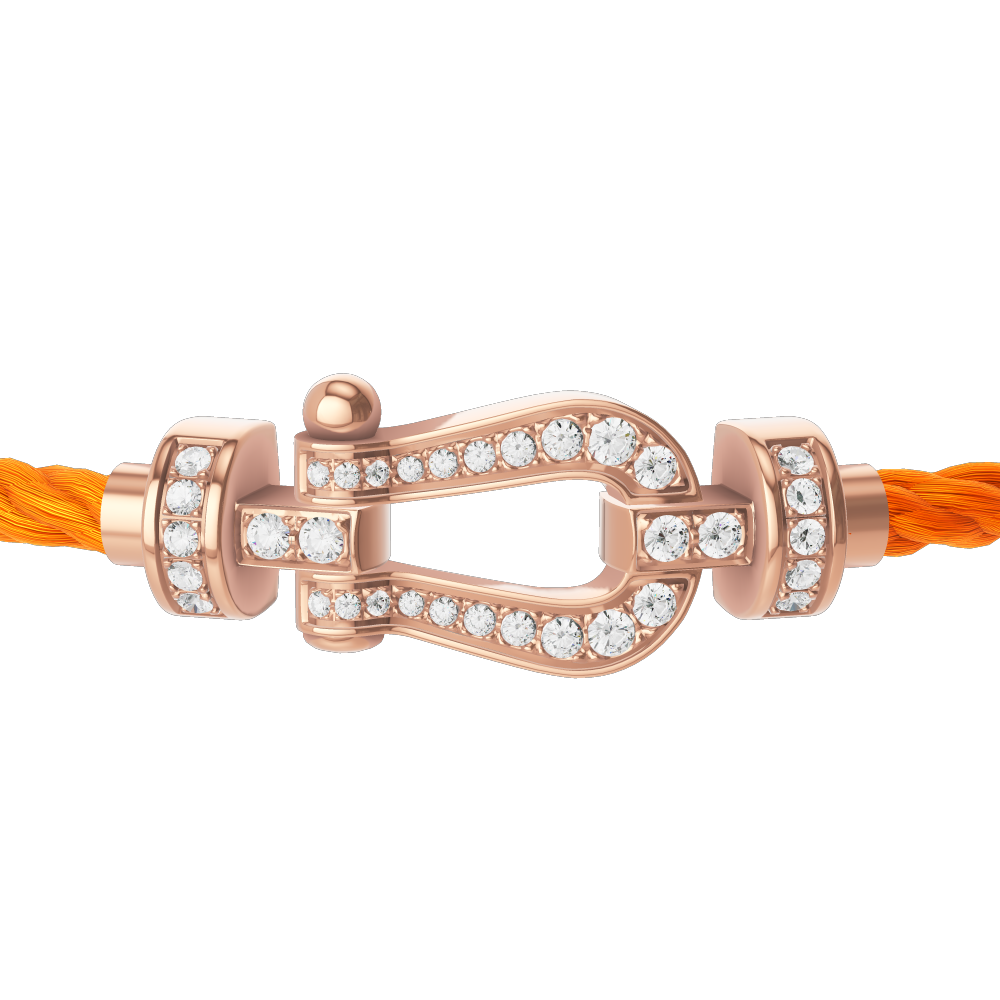 FRED FORCE 10 BRACELET Stainless steel and gold plating PINK GOLD AND DIAMONDS MEDIUM MODEL