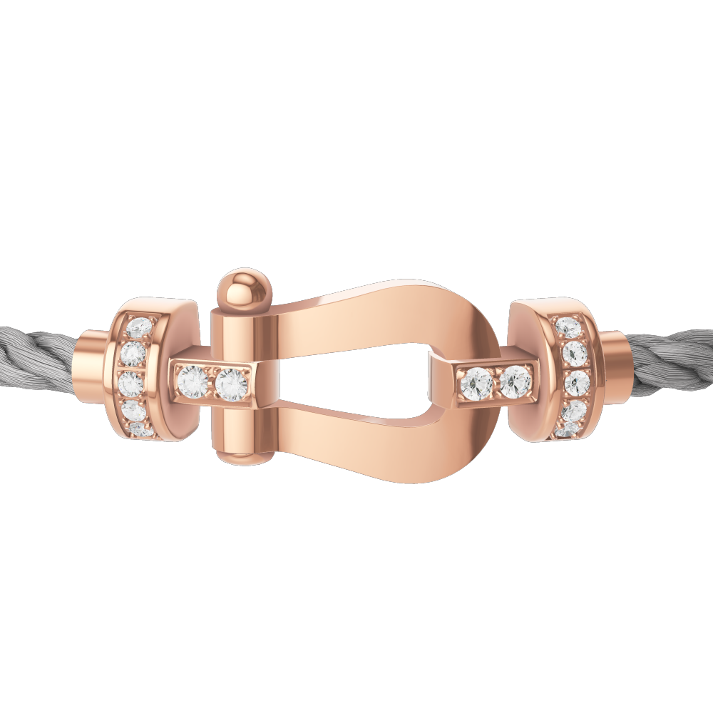 FRED FORCE 10 BRACELET Stainless steel and gold plating PINK GOLD AND DIAMONDS MEDIUM MODEL