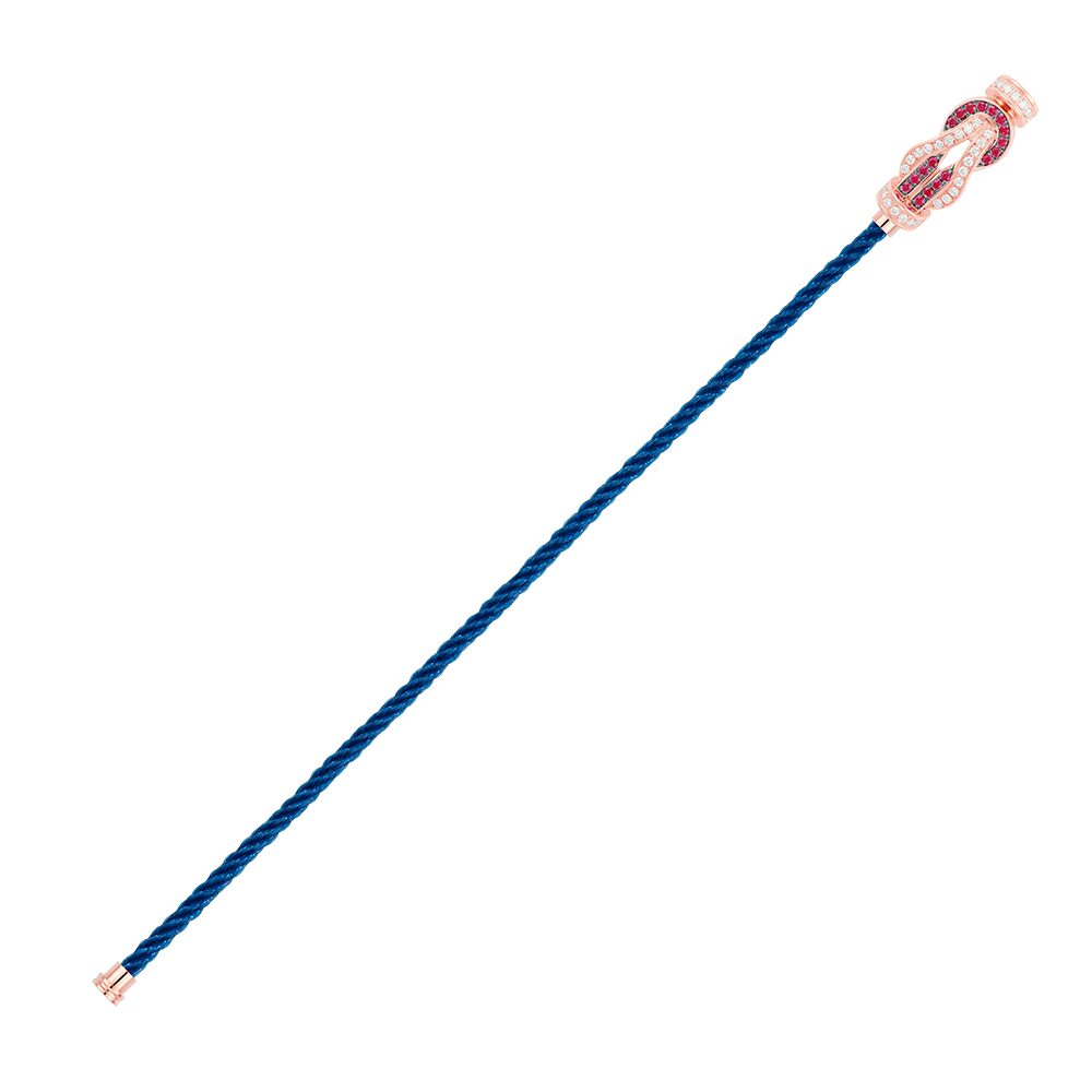 FRED CHANCE INFINIE BRACELET Stainless steel and gold plating PINK GOLD DIAMANTS AND RUBIES MEDIUM MODEL