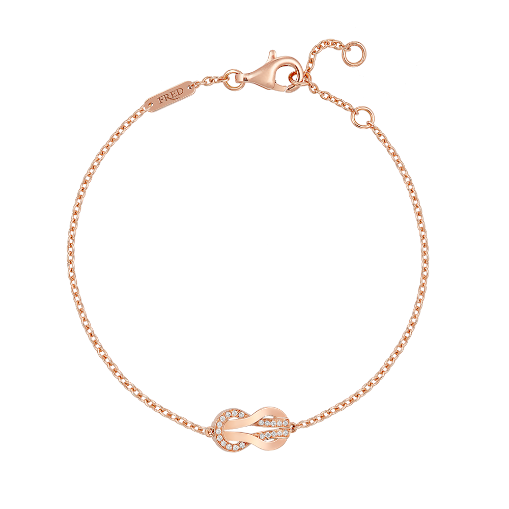 FRED CHANCE INFINIE BRACELET Stainless steel and gold plating PINK GOLD AND DIAMONDS SMALL MODEL